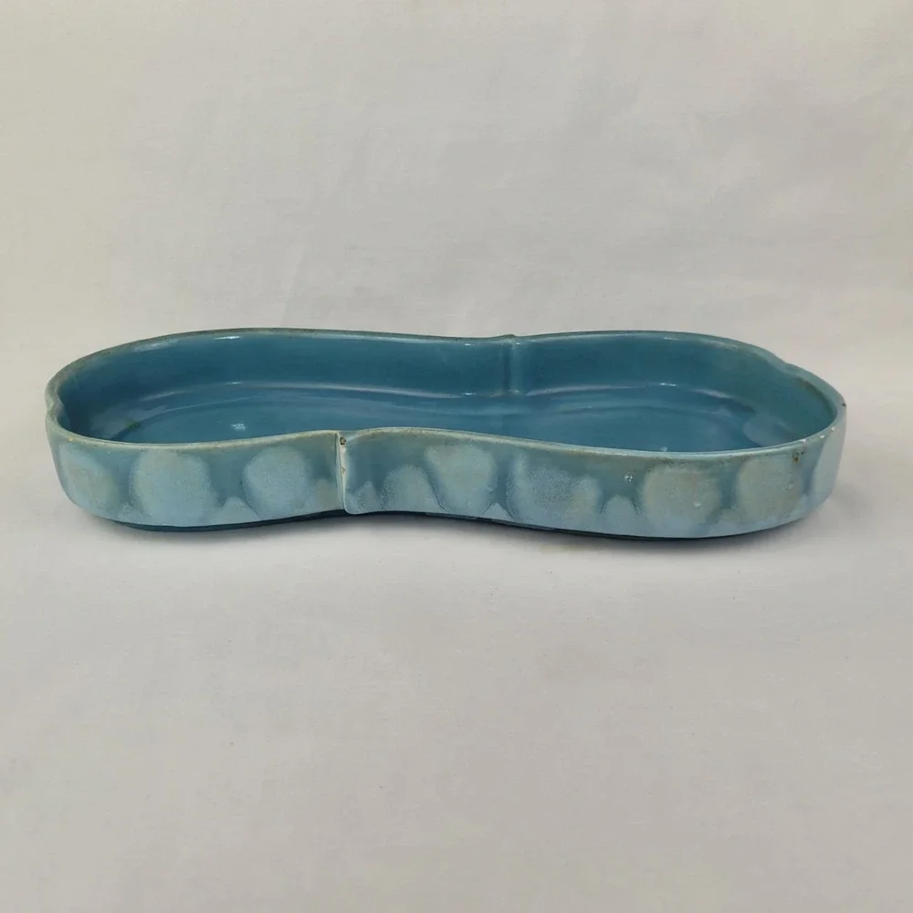 Vintage Royal Haeger USA Blue Drip Glaze Ceramic Dish Tray 13.5in